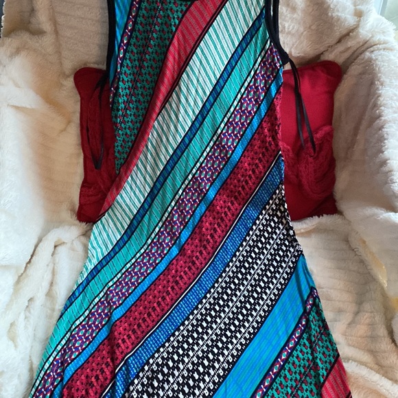 Calvin Klein Beautiful Print A Line Maxi Stretch Dress - Picture 8 of 16